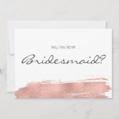 Moderne Rose Gold Pinselstrich ist meine Bridmaid Einladung (Vorderseite)