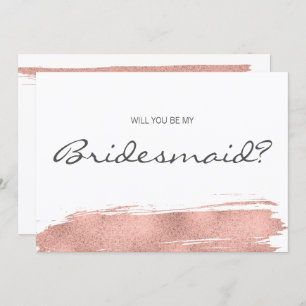 Moderne Rose Gold Pinselstrich ist meine Bridmaid Einladung