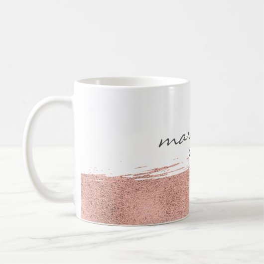 Moderne Rose Gold Pinselstrich Kaffeemaschine Tass Kaffeetasse (Links)