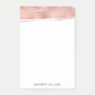 Moderne Rose Gold Pinselstrich Nachhinweise Post-it Klebezettel