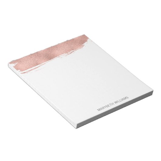 Moderne Rose Gold Pinselstrich Notepad Notizblock (angewinkelt)