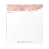 Moderne Rose Gold Pinselstrich Notepad Notizblock (Vorderseite)