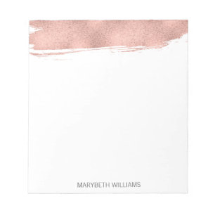 Moderne Rose Gold Pinselstrich Notepad Notizblock