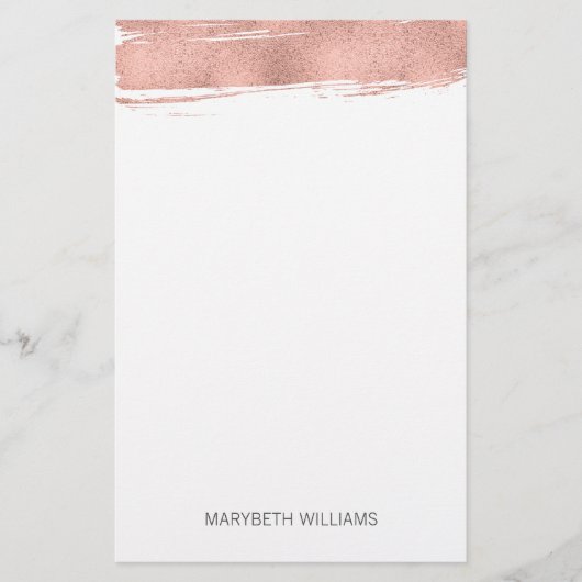 Moderne Rose Gold Pinselstrich Stationierung Briefpapier (Vorderseite)