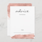 Moderne Rose Gold Pinselstriche für Bride Card Hinweiskarte (Vorne/Hinten)
