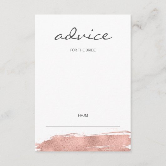 Moderne Rose Gold Pinselstriche für Bride Card Hinweiskarte (Vorderseite)