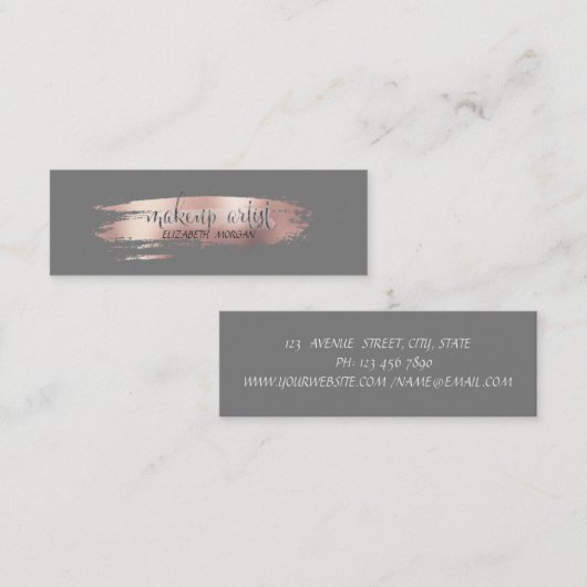 Moderne Rose Gold Pinselstriche, Makeup Artist Mini Visitenkarte (Vorne/Hinten)