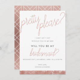 Moderne Rose Gold Pinselstriche Stroke Bridesmaid Einladung