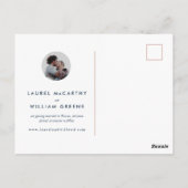 Moderne Rose Gold Rating Monogram Navy Save the Da Postkarte (Rückseite)