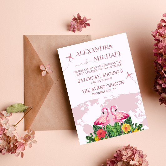 Moderne Rose Gold Reisepass Hochzeit Invi Einladung