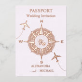 Moderne Rose Gold Reisepass Hochzeit Invi Folieneinladung (Vorderseite)