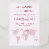 Moderne Rose Gold Reisepass Hochzeit Invi Folieneinladung (Rückseite)