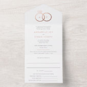 Moderne Rose Gold Rings Blush Wedding All In One Einladung (Innen Boden)