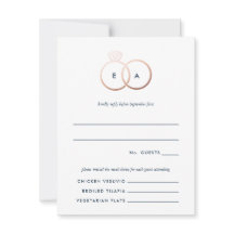Moderne Rose Gold Rings Hochzeit RSVP Replik Card