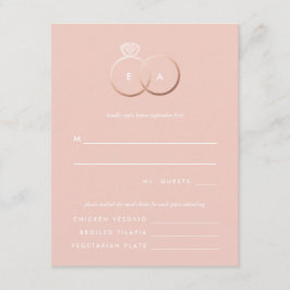 Moderne Rose Gold Rings Hochzeit RSVP Replik Card Karte