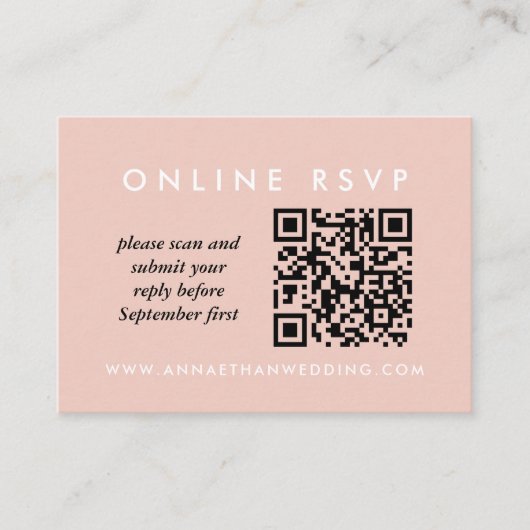 Moderne Rose Gold Rings Hochzeiten Online QR Code  Begleitkarte (Vorderseite)