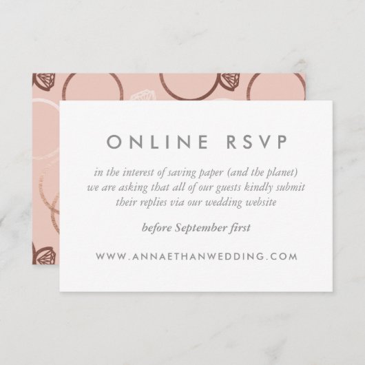 Moderne Rose Gold Rings Wedeln Online RSVP Card (Vorne/Hinten)