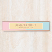 Moderne Rose Gold Rosa Gelbe Blaue Vorlage Elegant Türschild (Vorderseite )