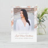 Moderne Rose Gold rosa Marmormor Gedenkfeier Dankeskarte (Stehend Vorderseite)