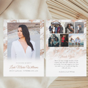 Moderne Rose Gold rosa Marmormor Gedenkfeier Dankeskarte