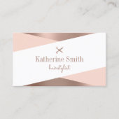 Moderne Rose Gold & Rosa Schere Friseurin Visitenkarte (Vorderseite)