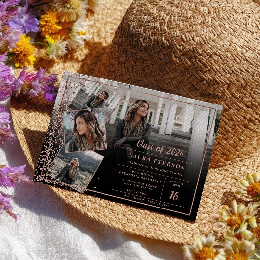 Moderne Rose Gold schick minimalistisch Foto Absch Einladung