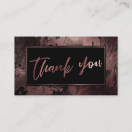 Moderne Rose Gold & Schwarz Marmor Danke einfügen Begleitkarte