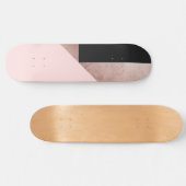 Moderne Rose Gold Schwarz Rosa Geometrie Skateboard (Horizontal)