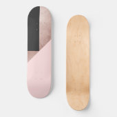 Moderne Rose Gold Schwarz Rosa Geometrie Skateboard (Vorderseite)
