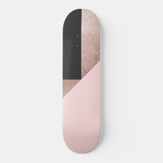 Moderne Rose Gold Schwarz Rosa Geometrie Skateboard (Vorderseite)