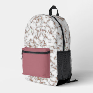 Moderne Rose Gold Schwarz-weißer Marmor Bedruckter Rucksack