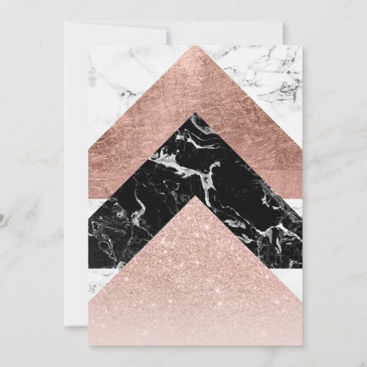 Moderne Rose Gold Schwarz-weißer Marmor Sweet 16 Einladung (Rückseite)