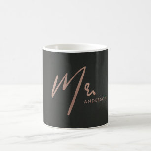 MODERNE ROSE GOLD SCHWARZE TYPOGRAFIE HERR LETZTER KAFFEETASSE
