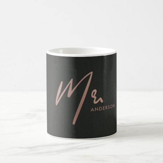 MODERNE ROSE GOLD SCHWARZE TYPOGRAFIE HERR LETZTER KAFFEETASSE (Mittel)