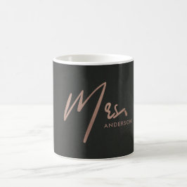 MODERNE ROSE GOLD SCHWARZE TYPOGRAFIE MRS LETZTER  KAFFEETASSE