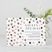 Moderne Rose Gold schwarze Wasserfarben Punkte Hoc Einladung (Stehend Vorderseite)