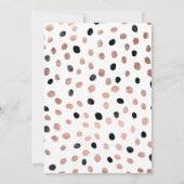 Moderne Rose Gold schwarze Wasserfarben Punkte Hoc Einladung (Rückseite)