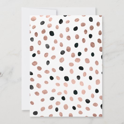 Moderne Rose Gold schwarze Wasserfarben Punkte Hoc Einladung (Rückseite)