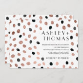 Moderne Rose Gold schwarze Wasserfarben Punkte Hoc Einladung (Vorne/Hinten)