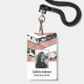Moderne Rose Gold Schwarzer Glitzer Marble Geometr Ausweis (Vorderseite mit Lanyard)