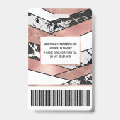 Moderne Rose Gold Schwarzer Glitzer Marble Geometr Ausweis (Rückseite)