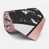 Moderne Rose Gold Schwarzer Glitzer Marble Geometr Krawatte (Gerollt)