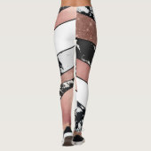 Moderne Rose Gold Schwarzer Glitzer Marble Geometr Leggings (Rückseite)