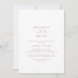 Moderne Rose Gold Script Brunch mit Bride Einladung