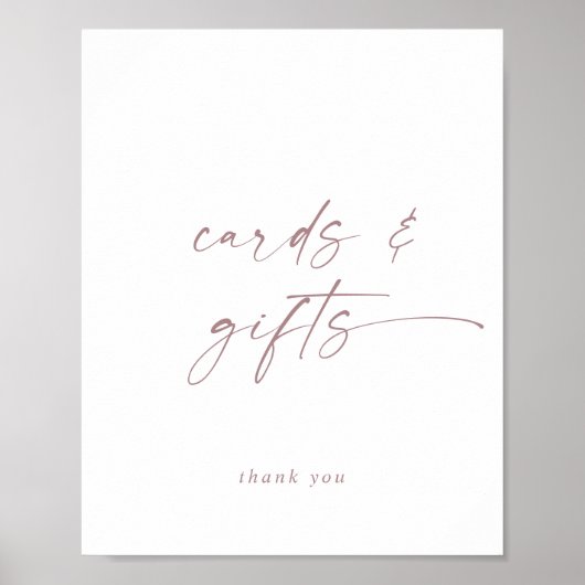 Moderne Rose Gold Script Cards und Geschenke-Zeich Poster (Vorne)