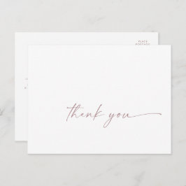 Moderne Rose Gold Script Danke Postcard Postkarte