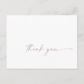 Moderne Rose Gold Script Danke Postcard Postkarte (Vorderseite)