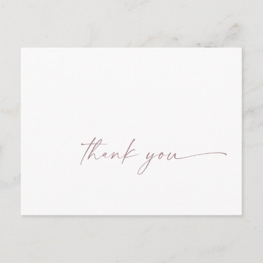 Moderne Rose Gold Script Danke Postcard Postkarte (Vorderseite)