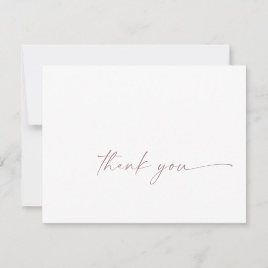 Moderne Rose Gold Script Dankeschön Karte (Vorderseite)