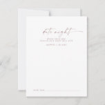 Moderne Rose Gold Script Date Night Idee Hinweiskarte<br><div class="desc">Diese modernen Rose-Gold-Drehbuch-Datums-Ideenkarten sind die perfekte Wahl für einen minimalistischen Hochzeitsempfang oder Brautparty. Das schlichte rosa Rosa Rosengold-Design zeichnet sich durch eine einzigartige industrielle Schrift mit modernem Boho-Stil aus. Anpassbar in jeder Farbe. Behalt das Design minimal und elegant, wie es ist, oder personalisiere es durch Hinzufügen von eigenen Grafiken und...</div>